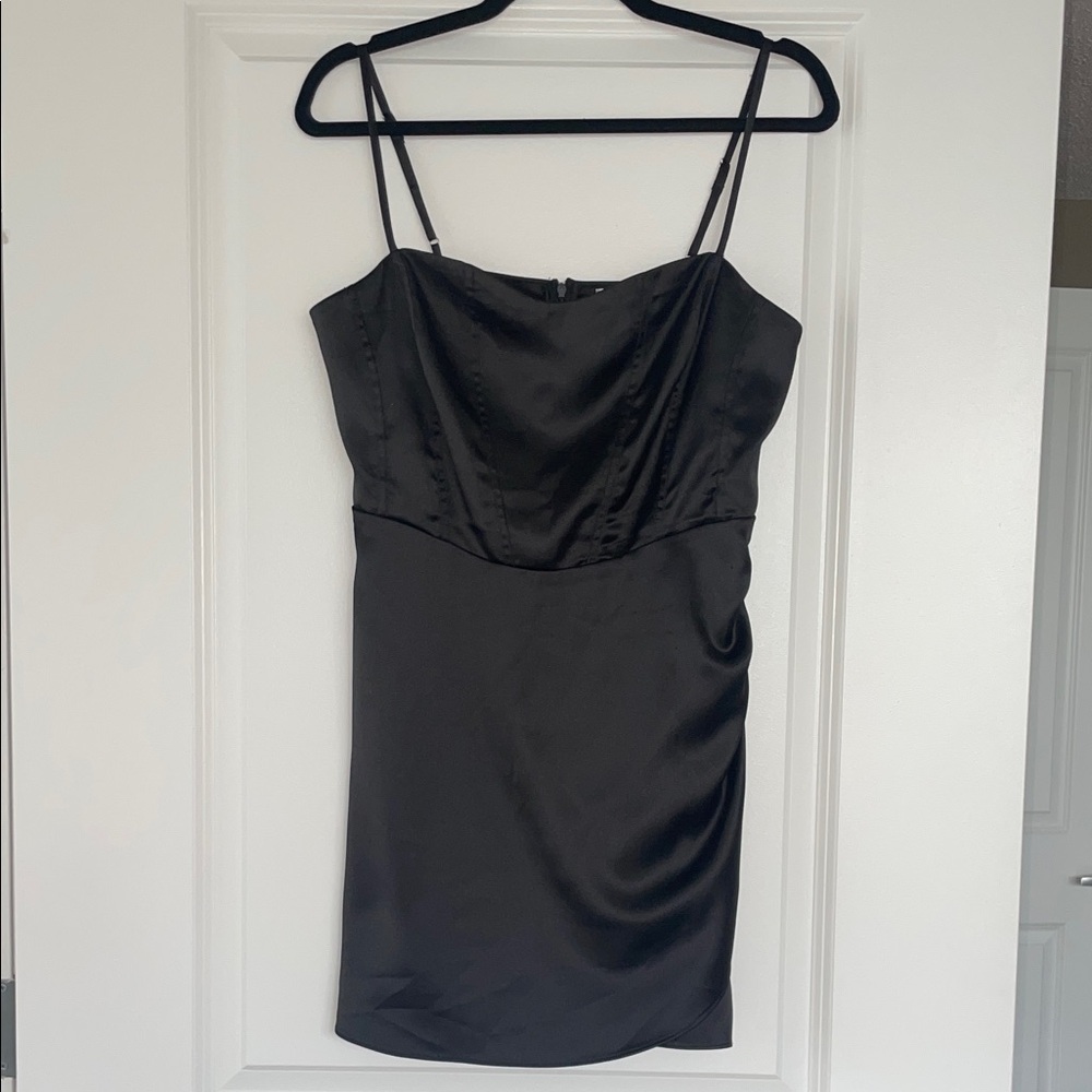 Elodie Black Satin Mini Dress